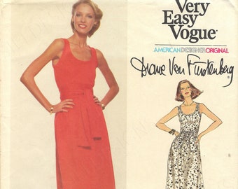 Diane Von FurstenBerg Vogue 1663 Sewing pattern size 10 pre cut intact with label American Designer dress from stretch knits