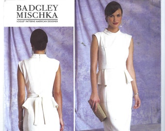 Uncut vogue sewing pattern 1399 Size 6-14 14-22 Badgley Mischka Misses' Dress and Belt FF
