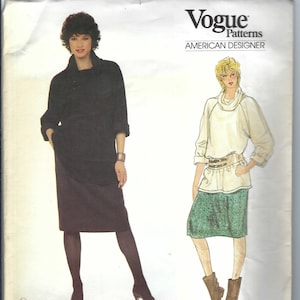 Uncut vintage vogue sewing pattern 1016 John Anthony For Frederick Sport Women&#39;s Misses&#39; Long Steeve Raglan Top Skirt - Sz. 10 FF