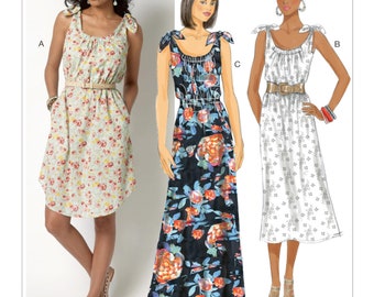 Uncut butterick Sewing Pattern B6205 6205  Misses' Shoulder-Tie Dresses size XS-S-M L-XL-Xxl FF