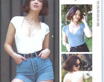 Uncut Mccalls sewing pattern 11884 8407 Misses' Knit Bodysuit and Top by Brandi Joan size 8-16 18-26 FF