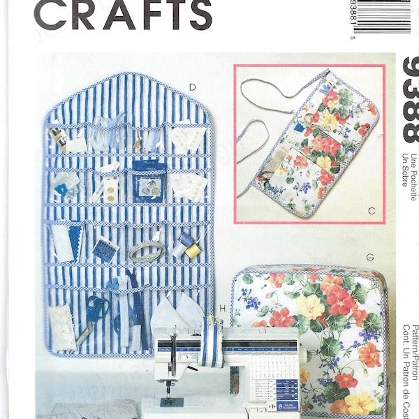 uncut mccalls sewing pattern Sewing 9388 Machine and Serger Covers, Scrap Bag, Apron with Pockets, Pincushions & Wall Organizer  FF