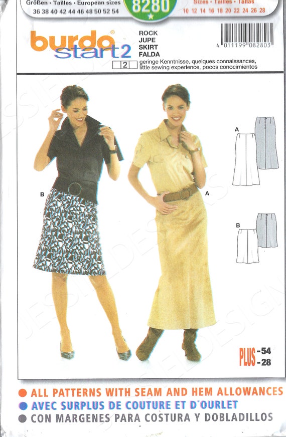 Uncut Burda Sewing Pattern 8280 Women's Skirt in 2 Lengths | Etsy