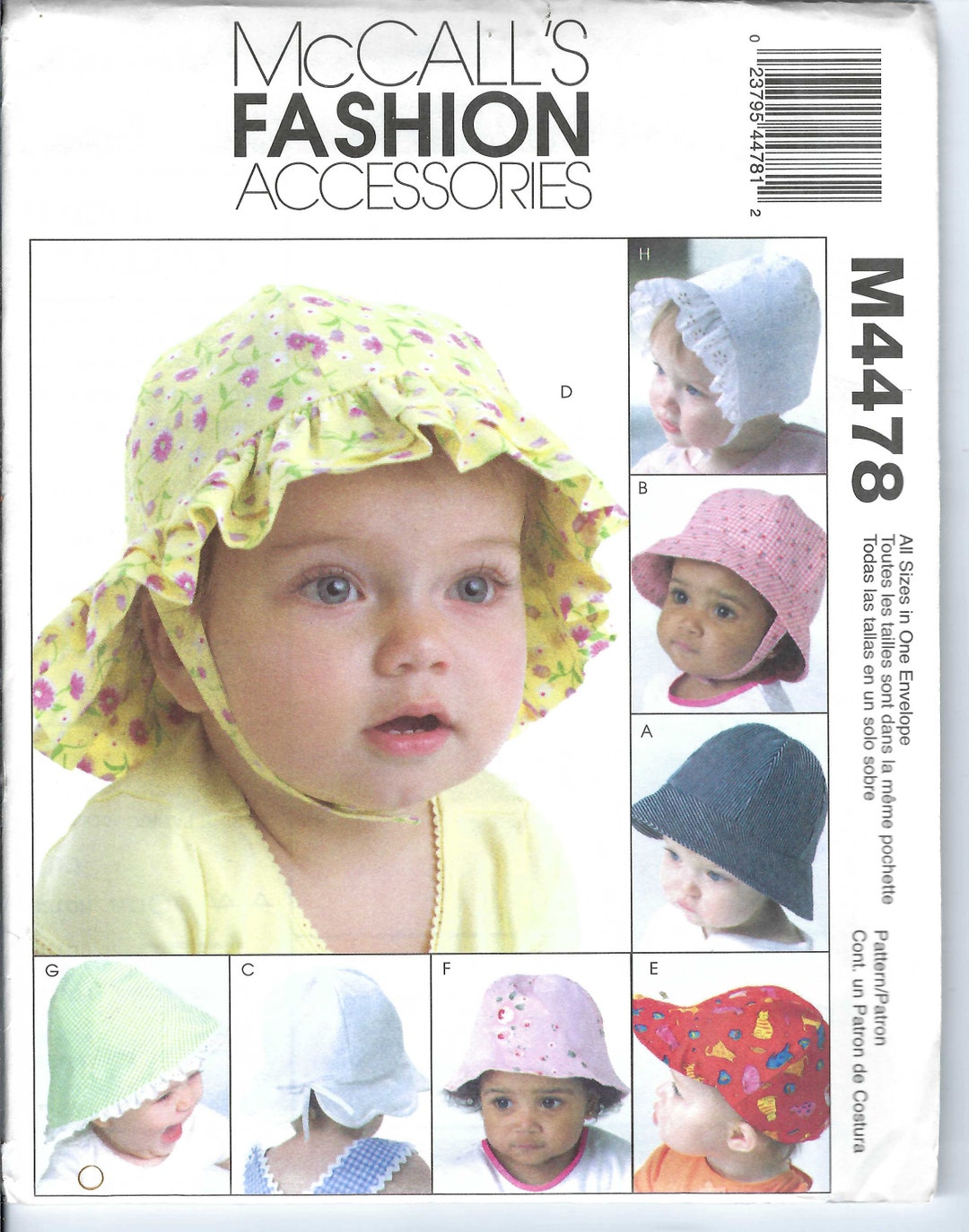 Uncut Mccalls Sewing PATTERN Crafts 4478 Children's Hat Patterns Ff - Etsy