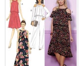 Uncut Butterick 6452 Cold-Shoulder or Sleeveless Dresses and Jumpsuit A5 6-8-10-12-14 14-22FF