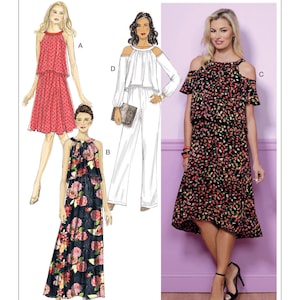 Uncut Butterick 6452 Abiti e tuta senza maniche o senza maniche A5 6-8-10-12-14 14-22FF