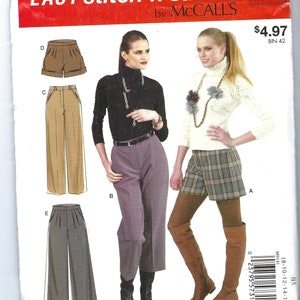 May include: A sewing pattern for pants and shorts. The pattern includes three different styles of pants and one style of shorts. The pattern is called "Easy Stitch 'n Save" by McCall's. The pattern number is M9141 and the price is $4.97.