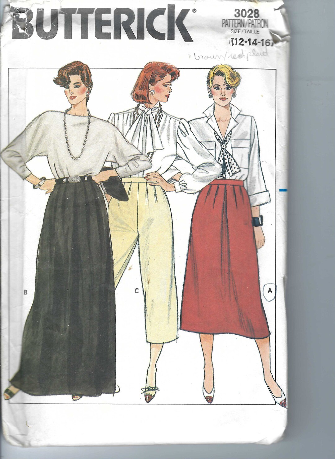 Uncut Vintage Butterick Sewing Pattern 3028 Misses' Skirt & Pants Size ...