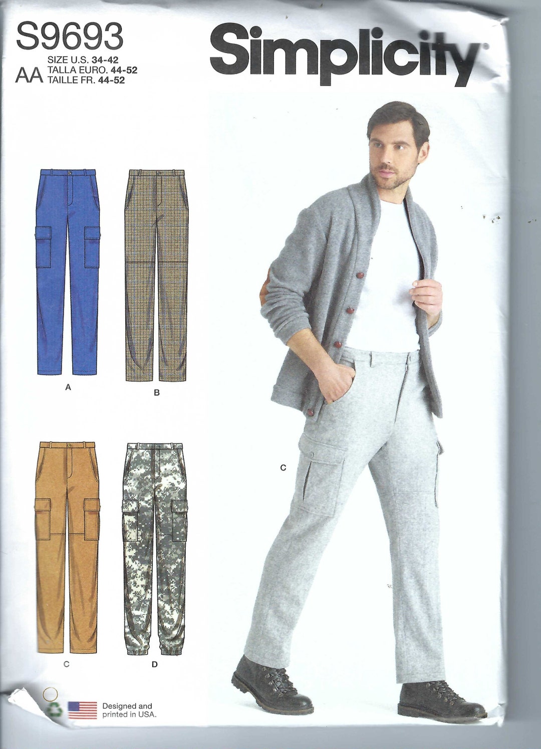 Uncut Simplicity Sewing Pattern 9693 Men's, Cargo Pants , Size 34-42 44 ...