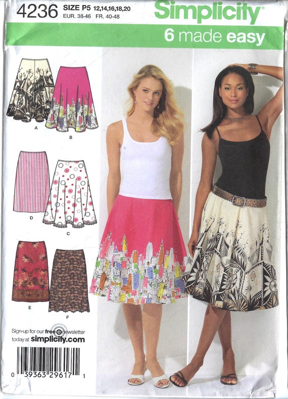 Uncut Simplicity Sewing Pattern 4236 UNCUT Misses' Skirt Pattern W