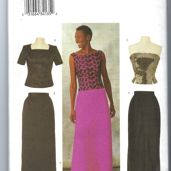 Uncut butterick sewing pattern Misses' Easy Formal 2 Piece Dress With Bustier Top  Ankle Length Skirt  3304 size 14-16-18 20-22-24 FF