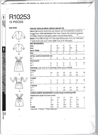Simplicity Cartamodello R10253 (S8963) - Modelli Cucito Per Bambini Separati - Taglia A (1/2-1-2-3-4 Anni)