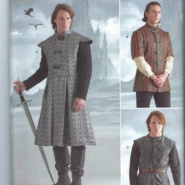 Uncut Simplicity Sewing Pattern 11856 11600 9593 Men's Cosplay Medieval Coat, Jacket, vest. Sizes 38-44 and 46-52  FF