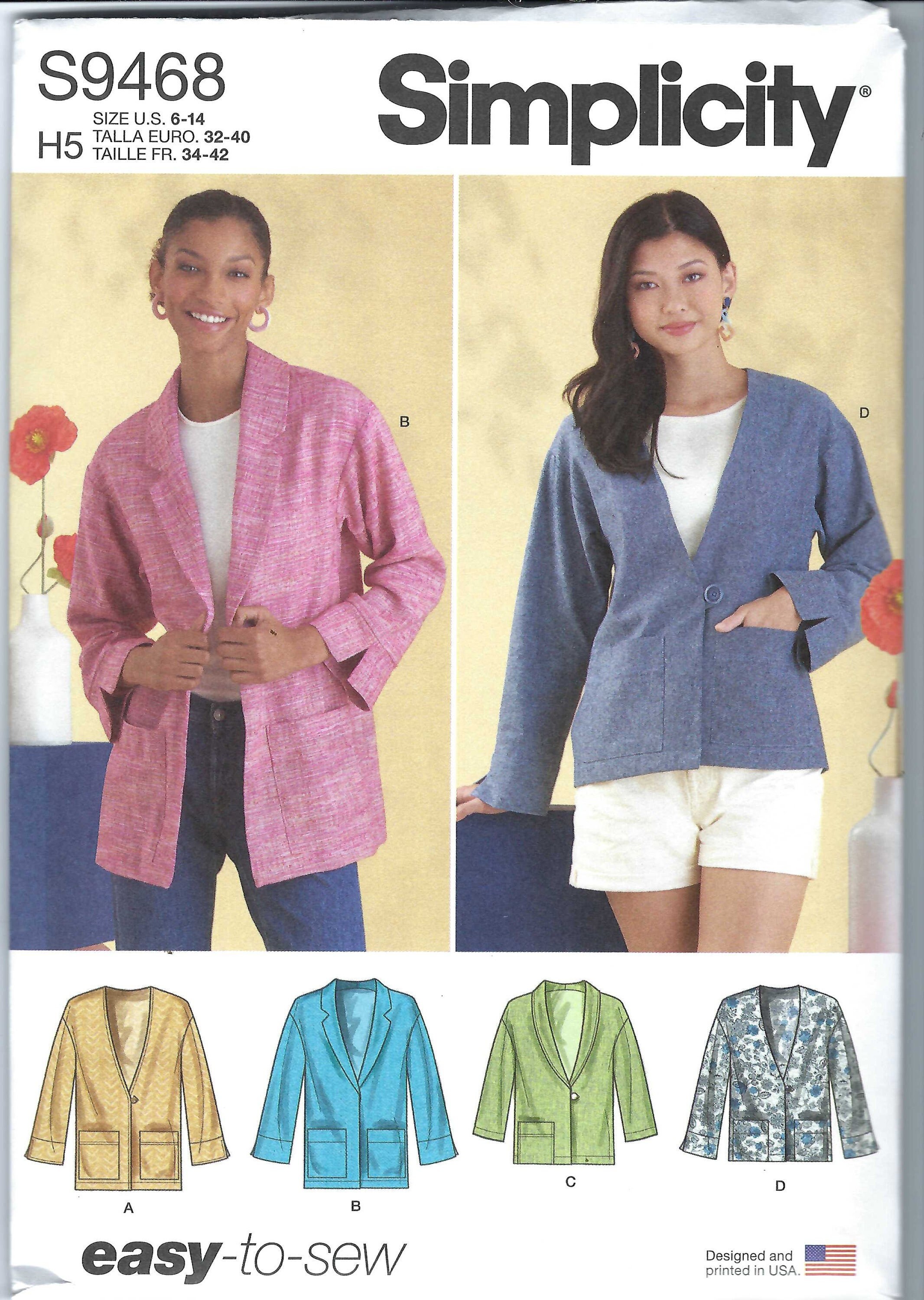 Uncut Simplicity Sewing Pattern Misses' Unlined Jacket