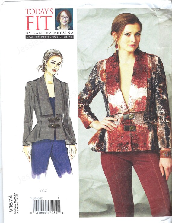 Patron de couture vogue non coupé 1574 Veste pour femme avec col
