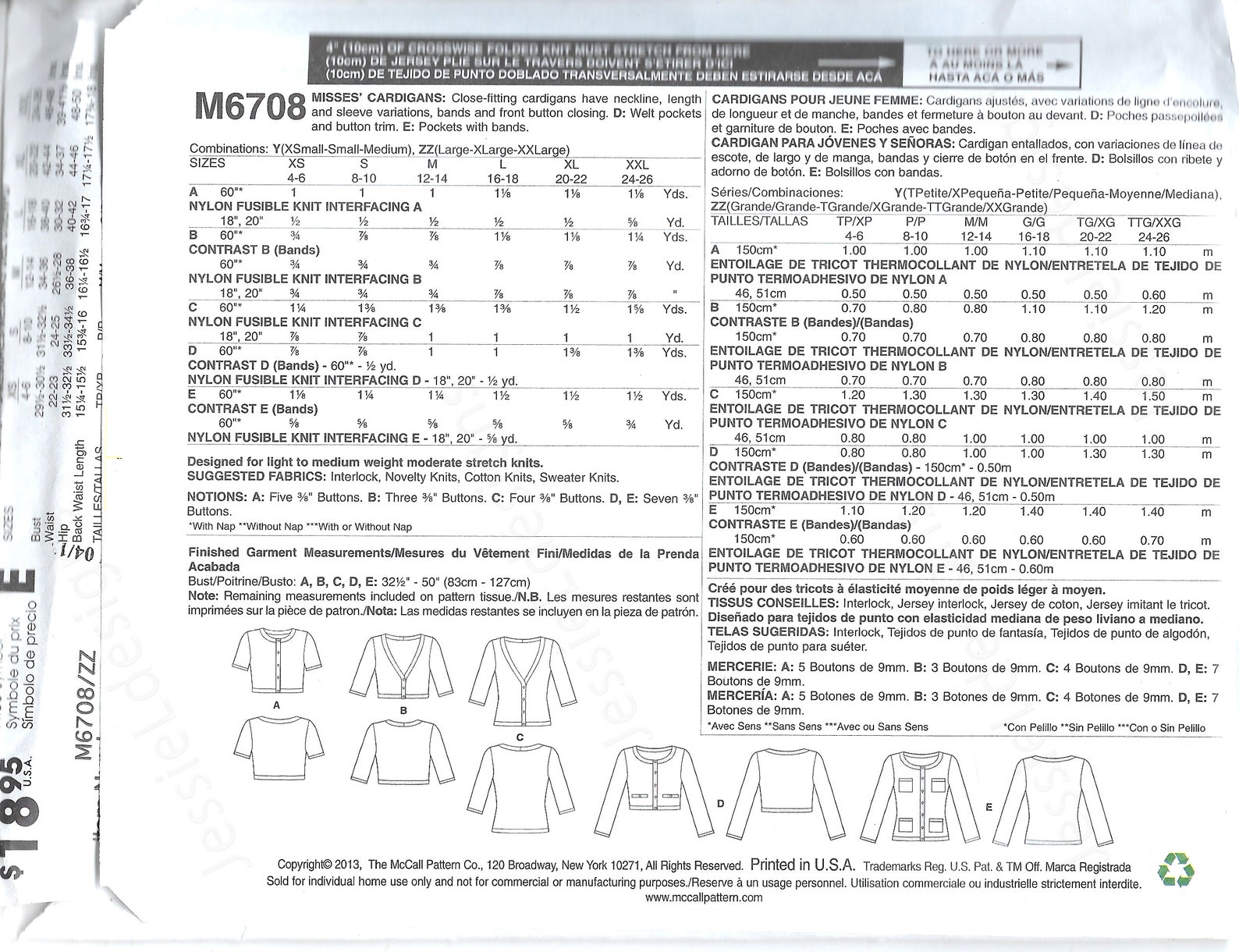 UNCUT Mccalls Sewing Pattern 6708 Misses Tops Cardigans Size - Etsy