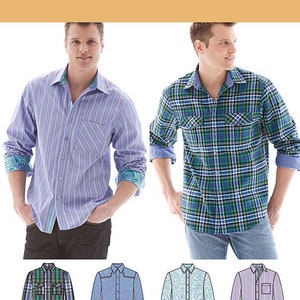 Uncut Simplicity Pattern 1544 AA Traditional Men's Shirt with Fabric Variations in Sizes 34-36-38-40-42 44-52 FF