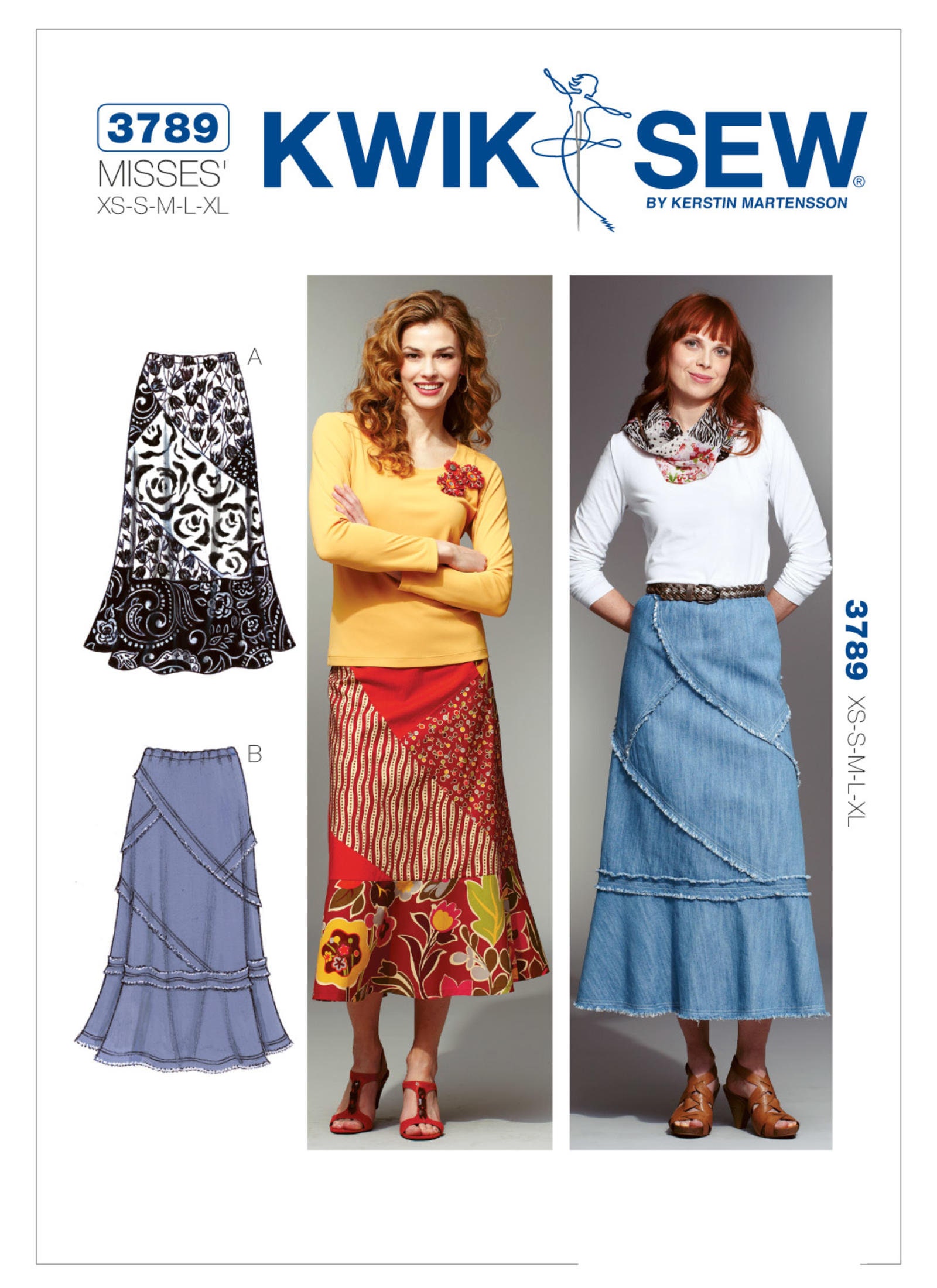 Rare Uncut Kwik Sewing Pattern K3789 3789 Misses' Patchwork Skirts Size ...