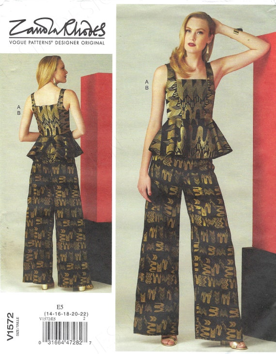 Uncut Vogue Sewing Pattern 1572 Zandra Rhodes Designer Originals Wide Leg  Pants With Peplum Top Size 6-14 14-16-18-20-22 FF -  Canada