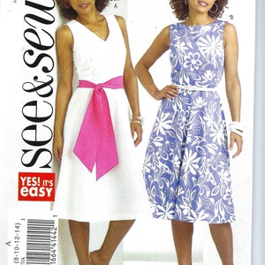 uncut Butterick Sewing Pattern 4957 Women&#39;s Sewing Pattern Dress Sash size 8-10-12-14 16-22 FF