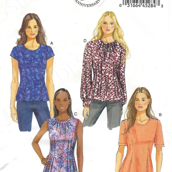 UNCUT Butterick  Sewing Pattern 5988 Tucked Tops & Tunics Gathered Scoop Neck - Short, Elbow Full or No Sleeves size 8-16 16-18-20-22-24 FF