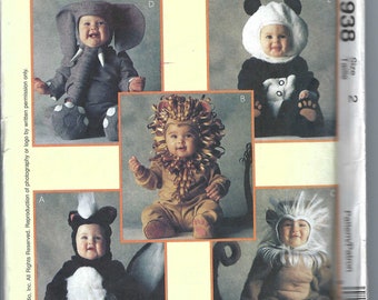 Vintage McCalls Schnittmuster Größe 2 3 Kleinkind Stinktier Oder Affe Oder Elefant Overall Halloween Kostüm McCalls 8938 317 ff