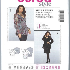 Uncut Burda Style sewing pattern Women&#39;s Dress & Tunic Robe Burda Style Sewing Pattern 7452 Uncut Sizes 18-30  FF
