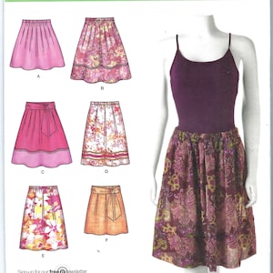 Uncut Simplicity Sewing Pattern 2606 Sewing Pattern Misses Pull-on Pleated Skirts in Two Lengths and Tie Belt sz 6-14 FF