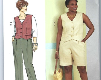 Uncut butterick Sewing Pattern Vest Shorts Pants Suit by Lisette  6902  Shorts and Vest Suit  Vest Pantsuit size  20-28 30-38 Factory Folded