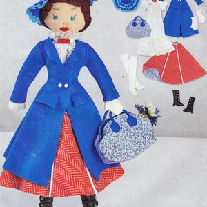 Uncut  simplicity sewing pattern 10363 9000 kwik 4306 Mary Poppins 17&quot; Stuffed Doll and Clothes one size FF