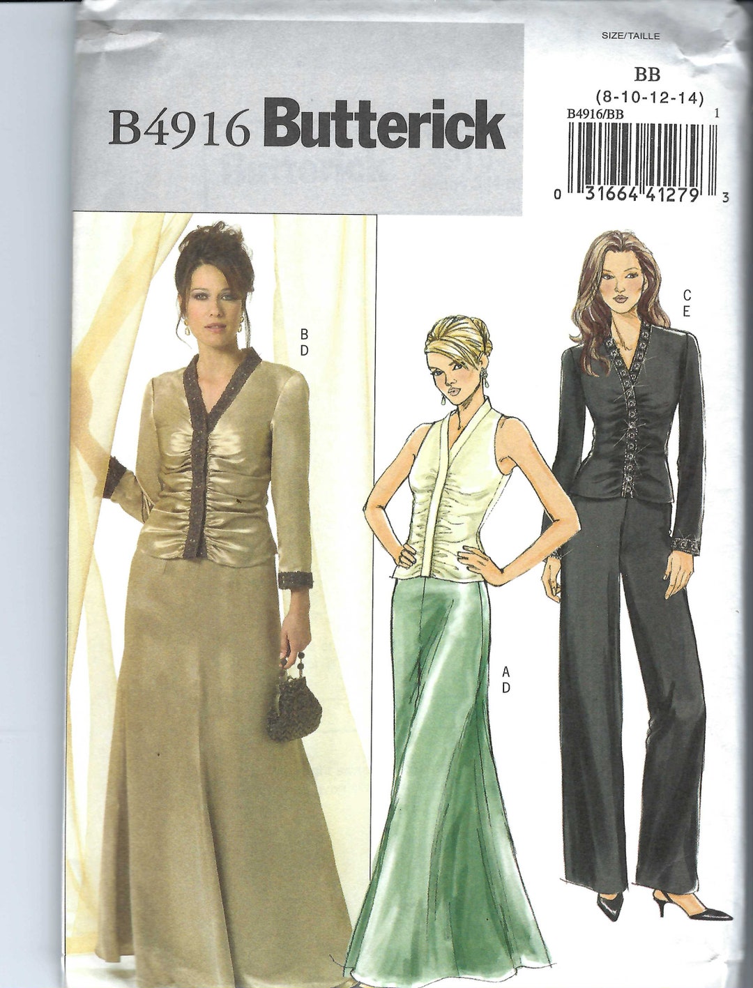 Uncut Butterick Sewing Pattern 4916 Misses Top, Skirt and Pants Size 8 ...