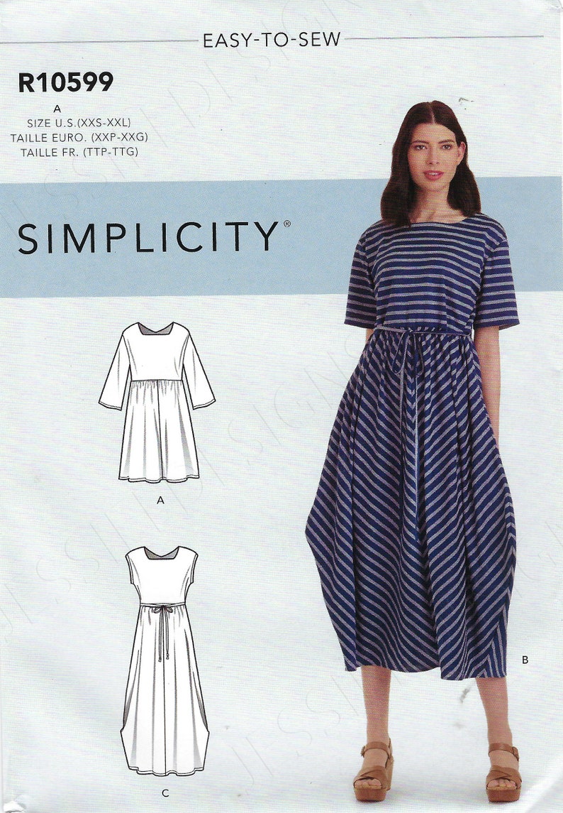 Uncut Simplicity Sewing Pattern 9140 10599 misses Dress Pattern Easy to Sew sleeve and length variations Size XXS-XXL FF image 1
