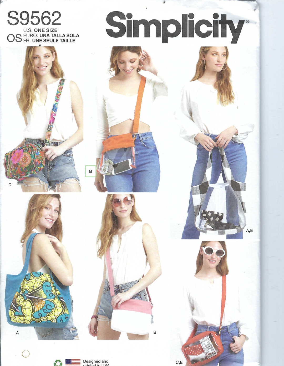 Patterns 9562 Uncut Simplicity Sewing Pattern 11471 9562 Tote, Bags and Pouch One ...