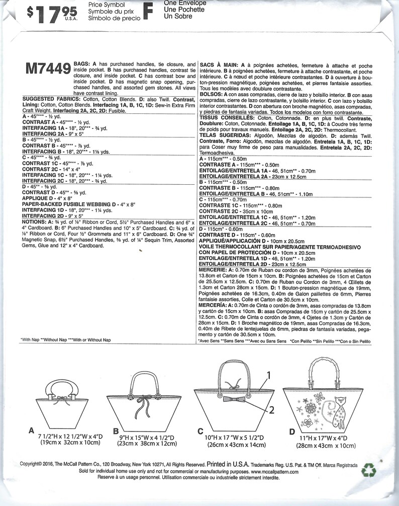 Uncut Mccalls Sew Sewing Pattern 6532 Duffle Bags FF Etsy