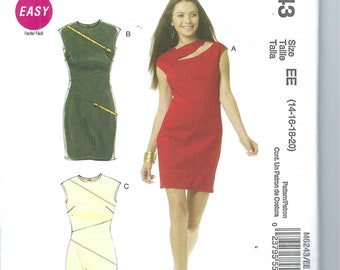 Uncut McCall's sewing pattern Diagonal Seamed cut out Dress Misses Size 6-12 14-20  McCall's uncut Sewing Pattern 6243 FF