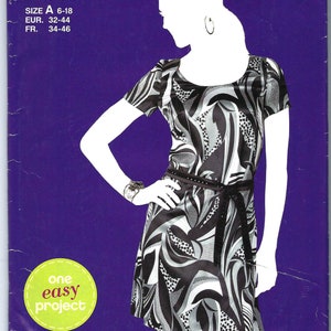 Uncut Simplicity sewing Pattern 1989 Sew simple misses' pULL-OVER DRESS w Tie Belt Misses Size 6-18  FF