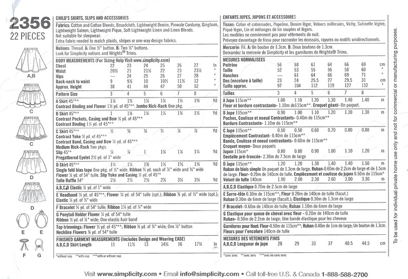 Uncut Simplicity Sewing Pattern 2356 Girls Skirts Slips and Etsy