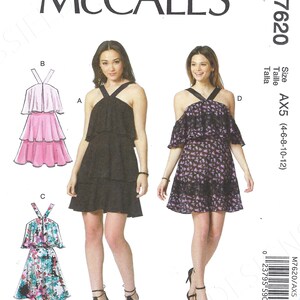McCall&#39;s ungeschnittenes Schnittmuster 593 7620 ~ Misses&#39; Volants Stufenkleid mit Riemen Größe 4-6-8-10-12 12-20 FF