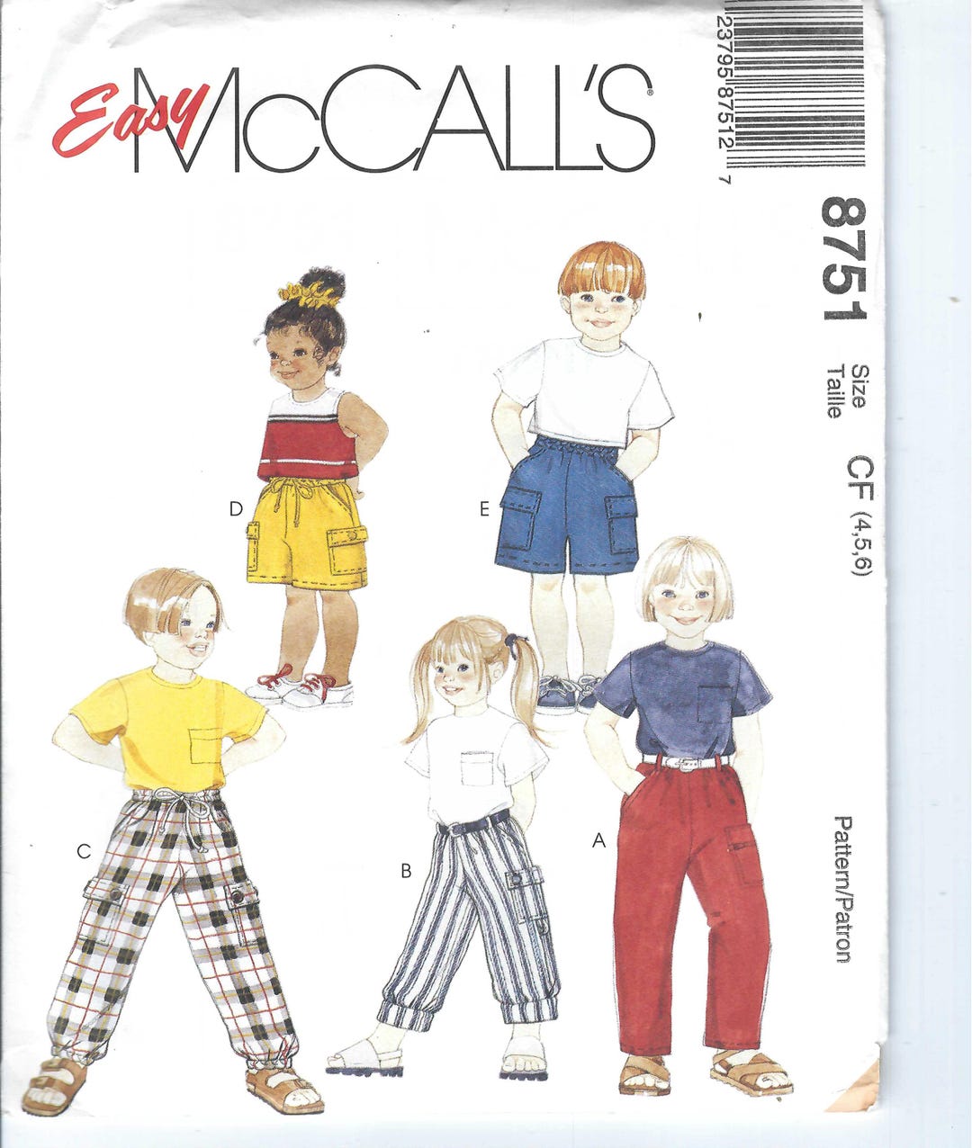 Uncut Vintage Mccalls Sewing Pattern 8751 Children's Pants and Shorts ...
