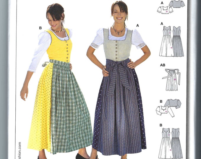 Uncut Burda Style Sewing Pattern 8448 Bavarian Folk Costume, Dirndl ...