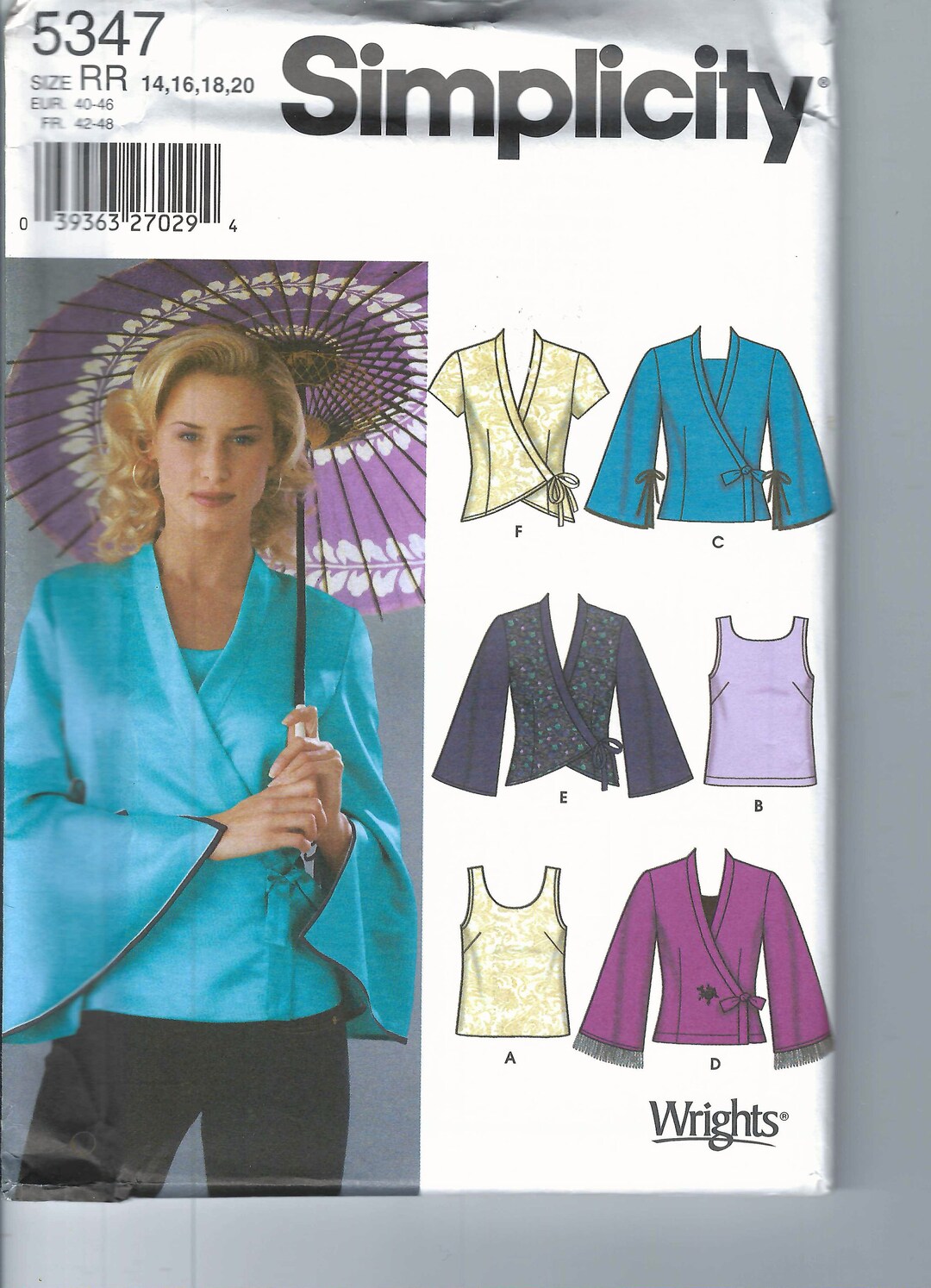 Simplicity Pattern 5347 Uncut Simplicity Sewing Pattern Tank Tops and Wrap Tops Womens Misses ...