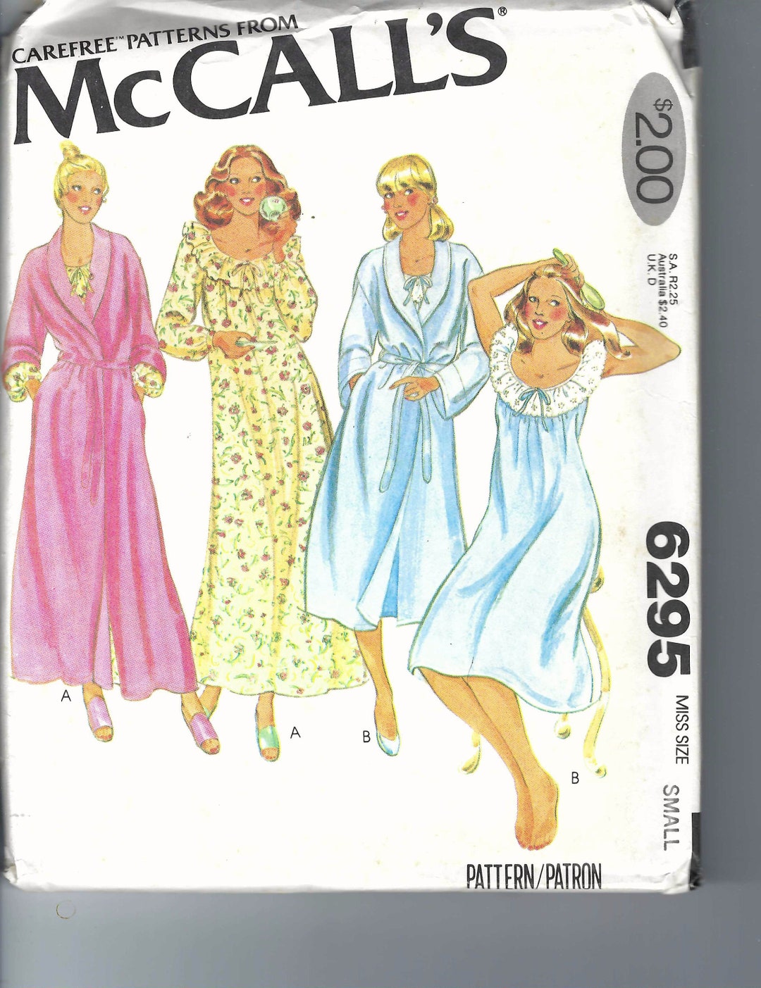 Uncut Vintage Mccalls Sewing Pattern 6295 Vintage 70's Misses Robe ...