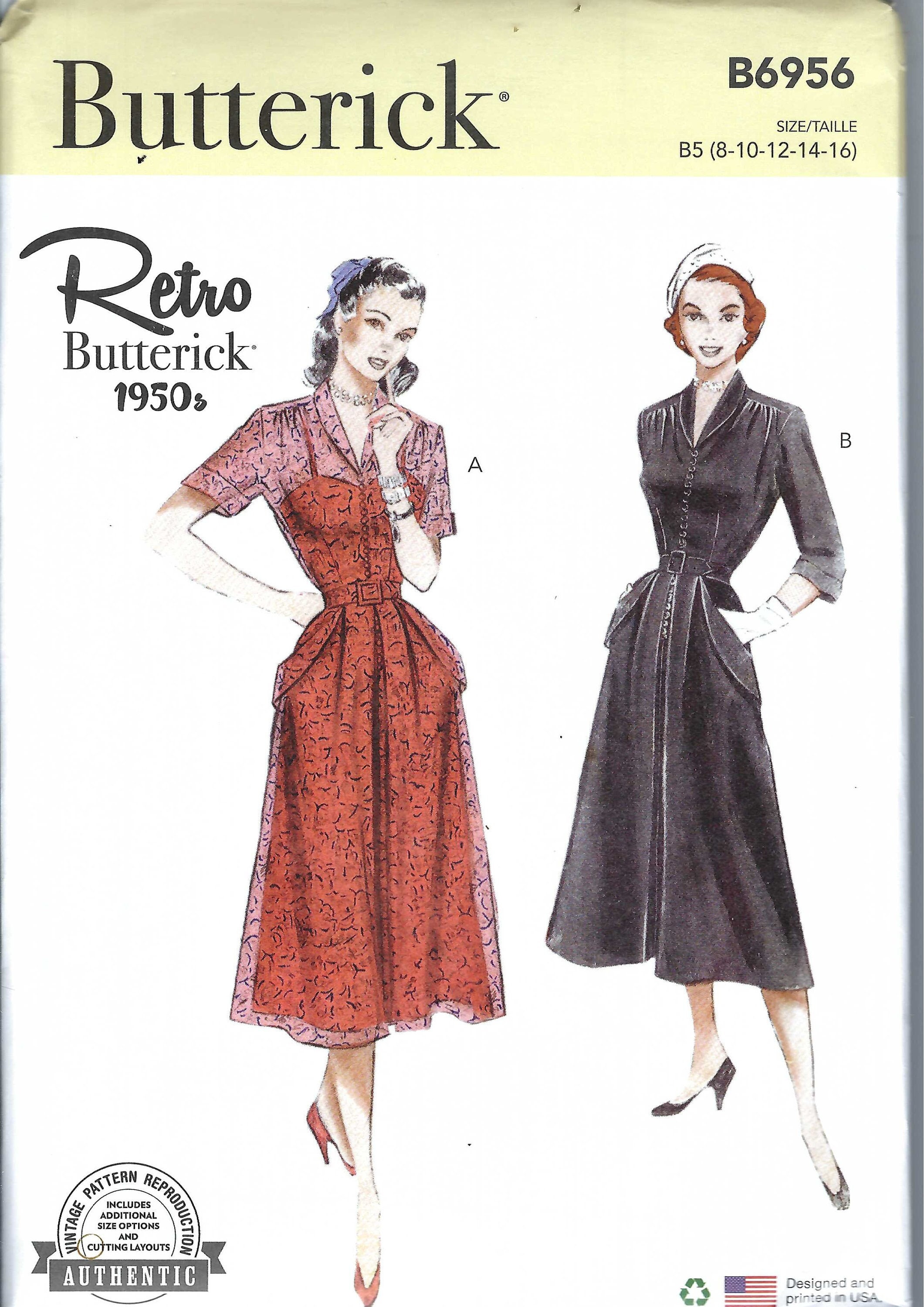 Uncut butterick sewing pattern 11898 6956 Misses' 1950s Dress with Sleeve Variations size 8-16 18-26 FF