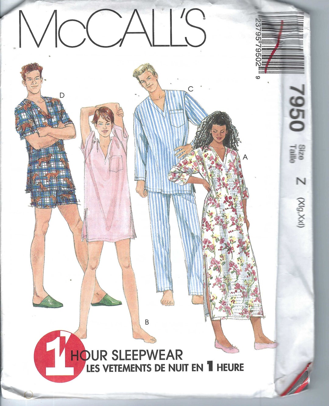Uncut Vintage Mccall's Sewing Pattern 7950 Sewing Pattern Unisex ...