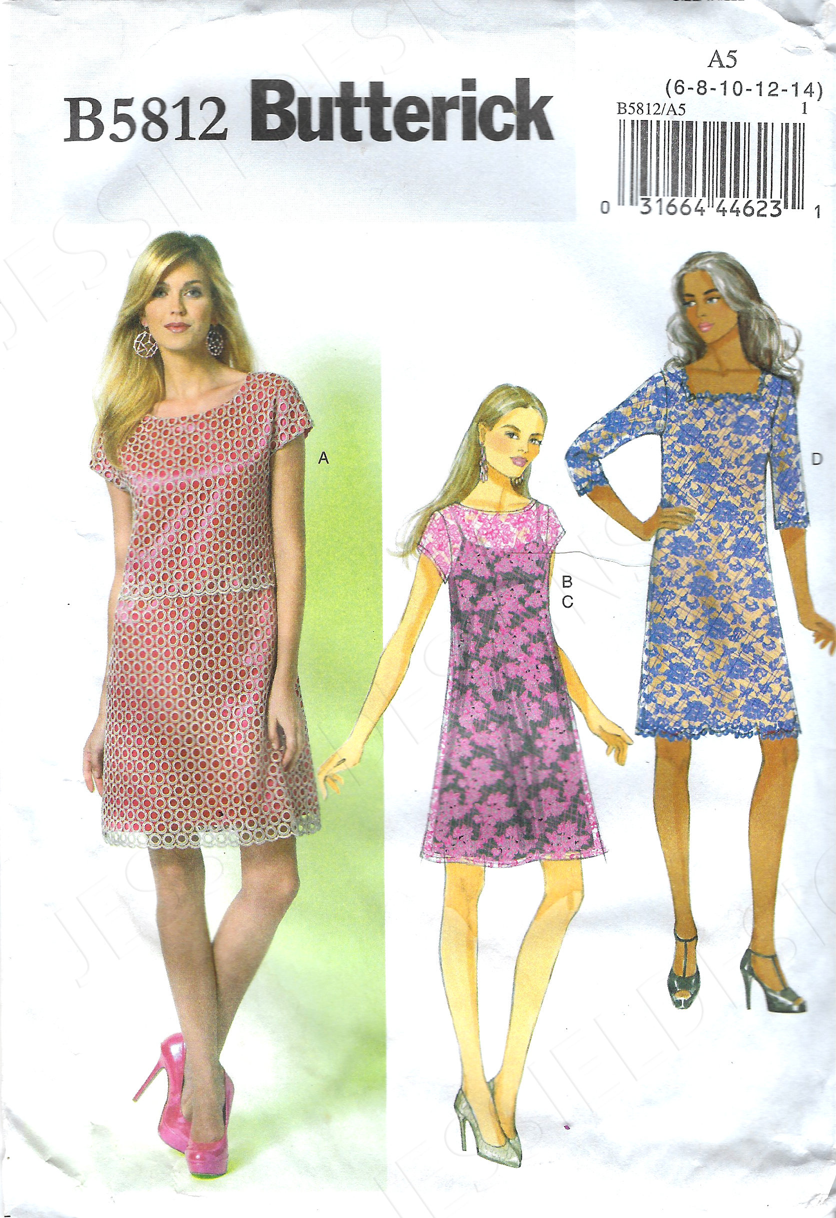 Uncut Butterick Sewing Pattern 5812, Misses' Dress and Slip Misses ...
