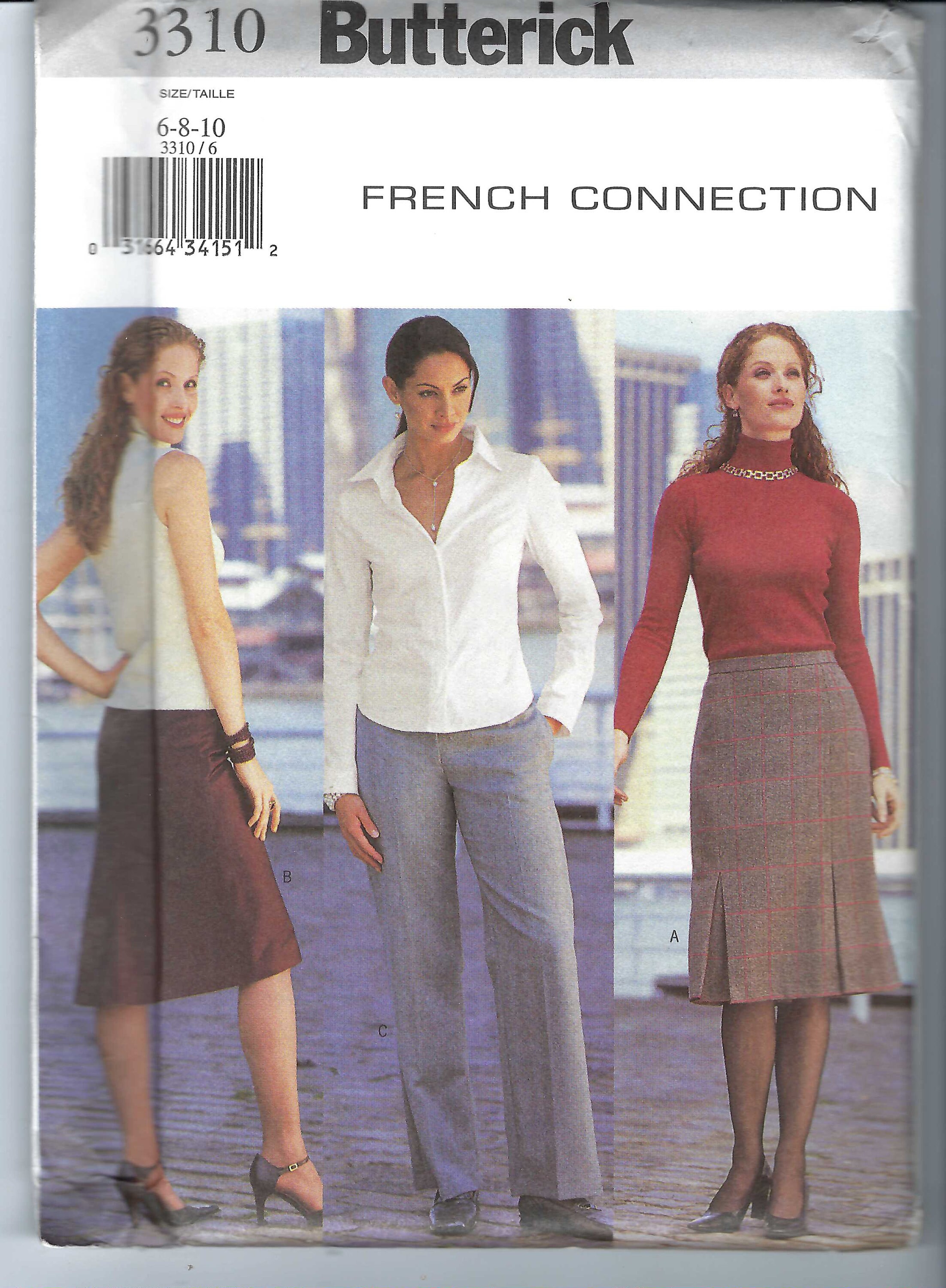Uncut Butterick Sewing Pattern 3310 Misses' Skirt and Pants Size 6-8-10 ...