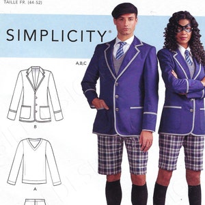 Uncut Simplicity Sewing PatternPattern 10546 9094 Cosplay school UNIFORM Men&#39;s Misses Teens Sizes 34-42 44 - 52 FF