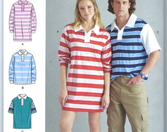 Uncut Simplicity Sewing Pattern 11512 9614 Oversized Polo Men's Unisex Shirt in Three Lengths Size XXS-XXL FF