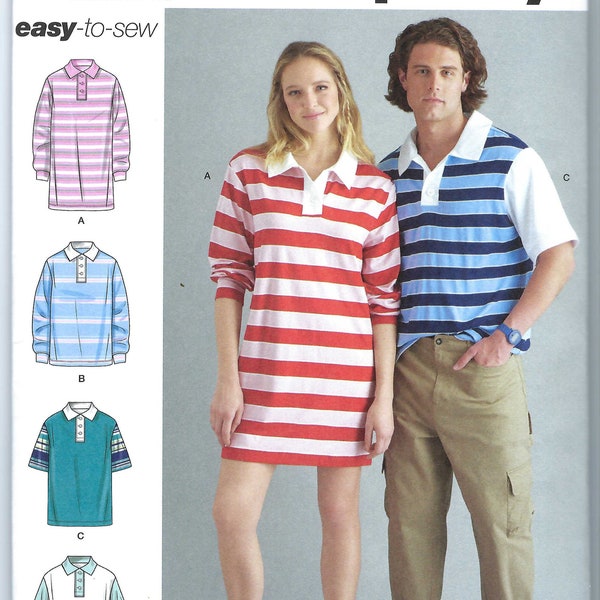 Uncut Simplicity Sewing Pattern 11512 9614 Oversized Polo Men's Unisex Shirt in Three Lengths Size XXS-XXL FF