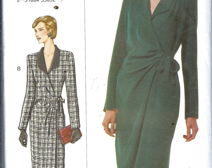 Uncut Vogue Sewing Pattern 7476 Wrap Dress Long Sleeve With Two Lengths ...